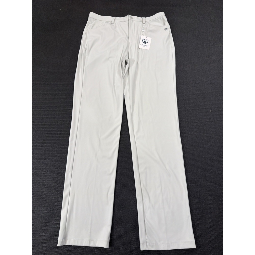 Graham Luxe All Time Pants‎ Mens 36x34 Silver Gray Stretch Golf Performance Soft